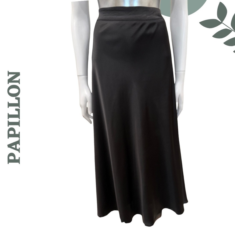 Papillon Black Satin Maxi Skirt – Size Extra Small